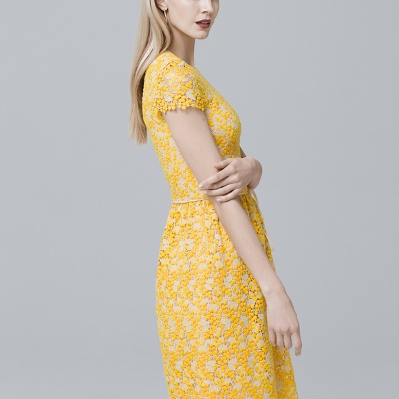 Yellow Floral Lace Dress - Picture 3 of 4